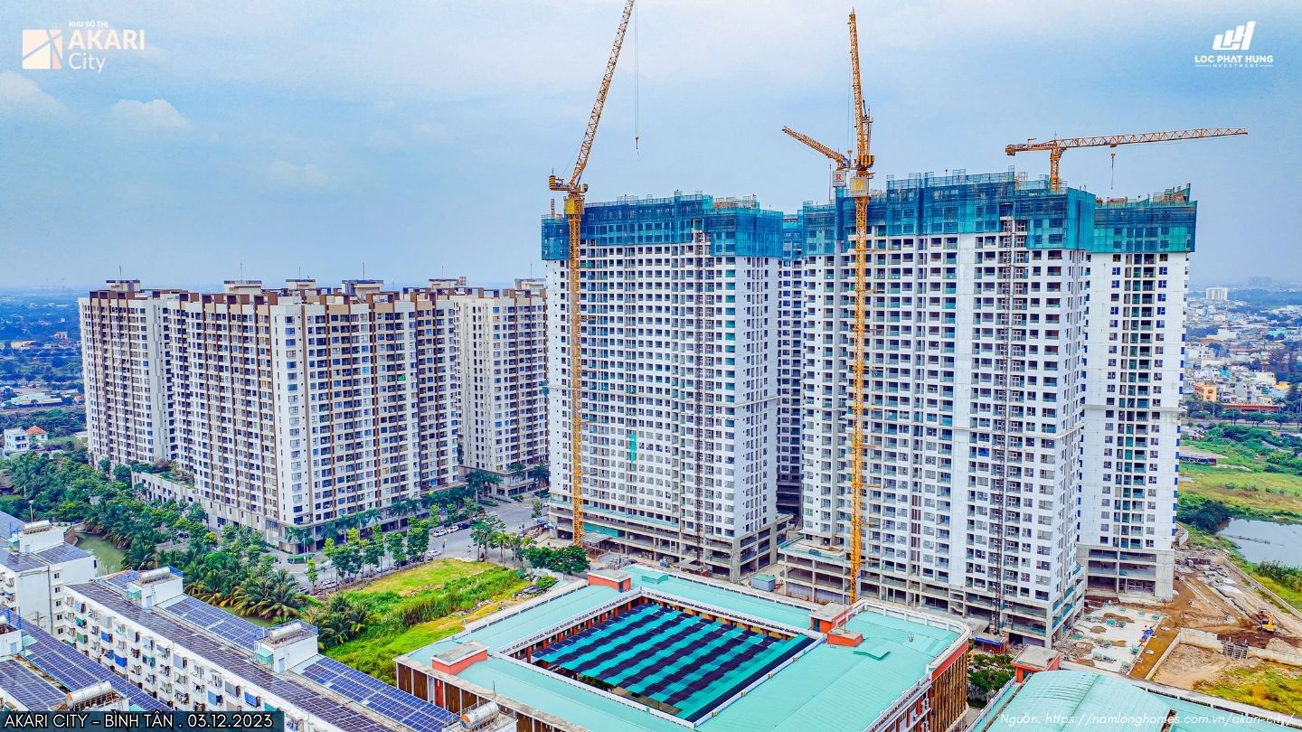 Tiến độ xây dựng chung cư Akari City Quận Bình Tân - Tháng 12/2023