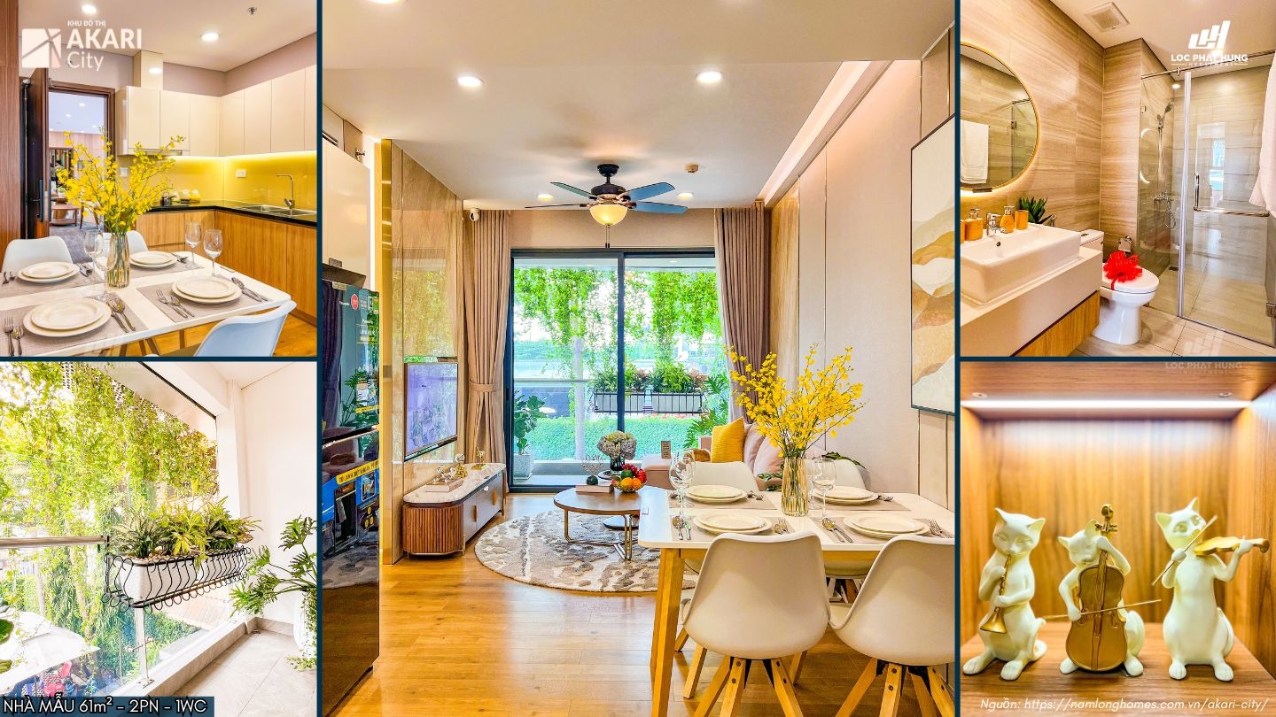 Thiết kế phòng khách nhà Mẫu Akari City Bình Tân Loại 61m²