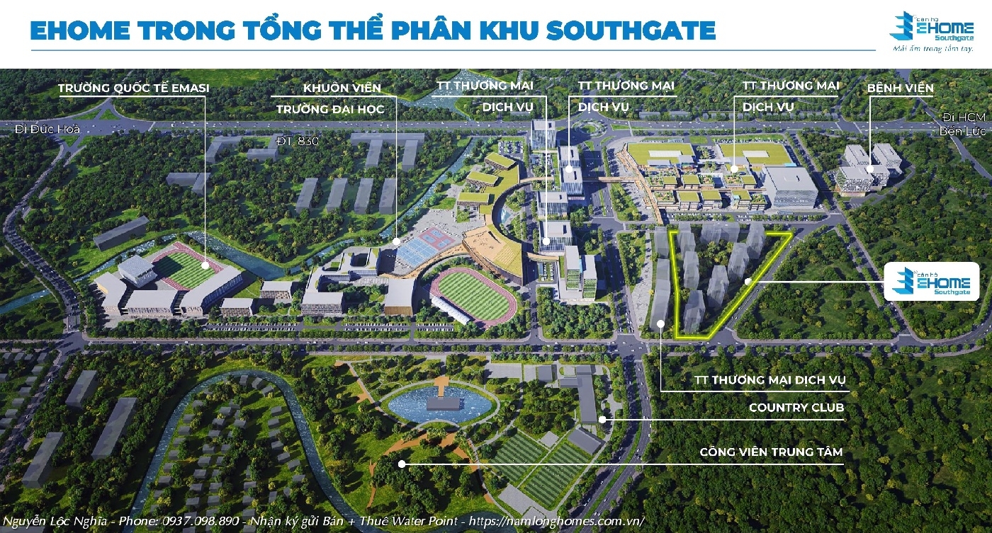 Sơ đồ Mặt Bằng Phân Khu Ehome South Gate Bến Lức Nam Long