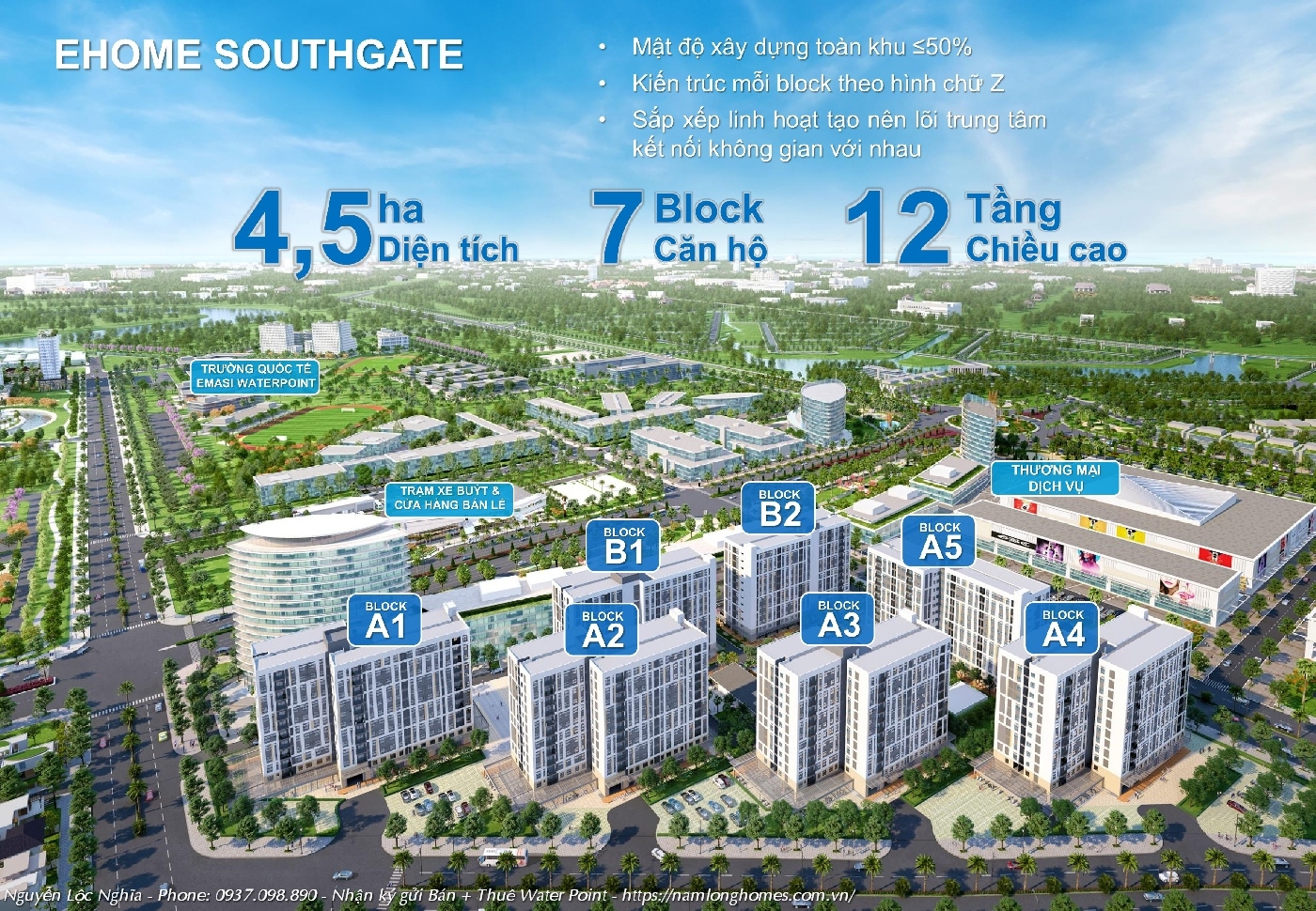 Vị Trí Các Block Căn Hộ Ehomes South Gate Waterpoint Bến Lức