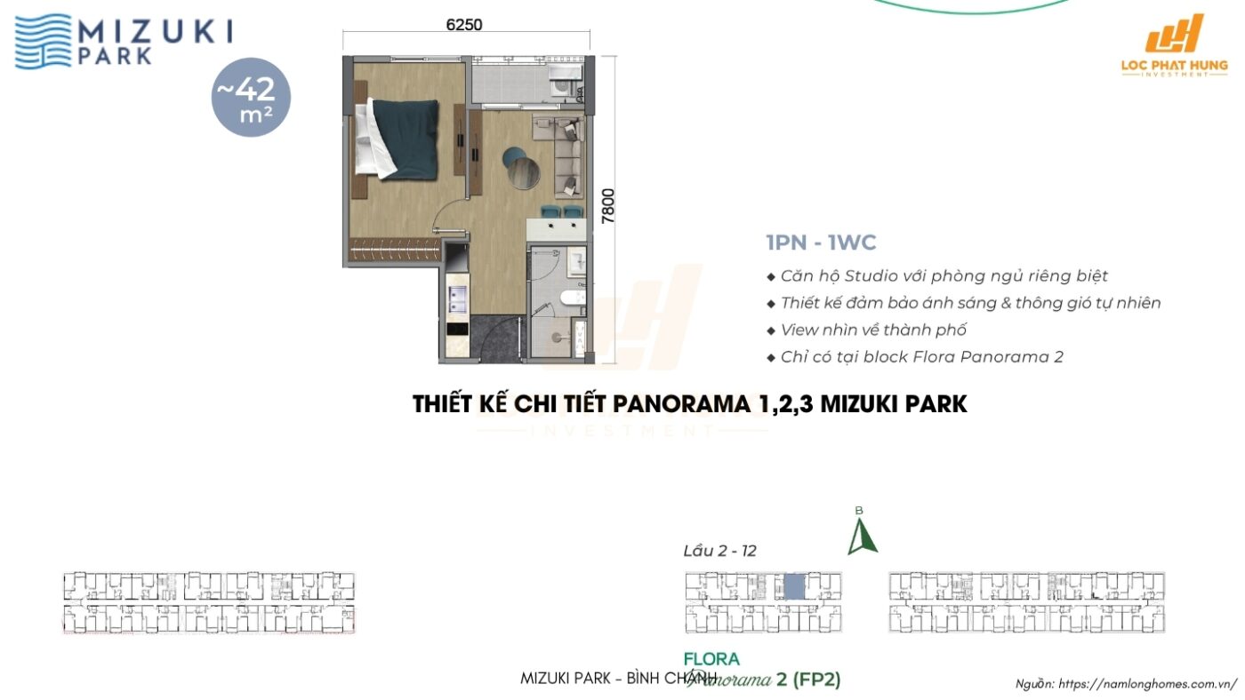 Thiết Kế căn hộ 42m² Block Panorama 1 Dự án Mizuki Park Bình Chánh