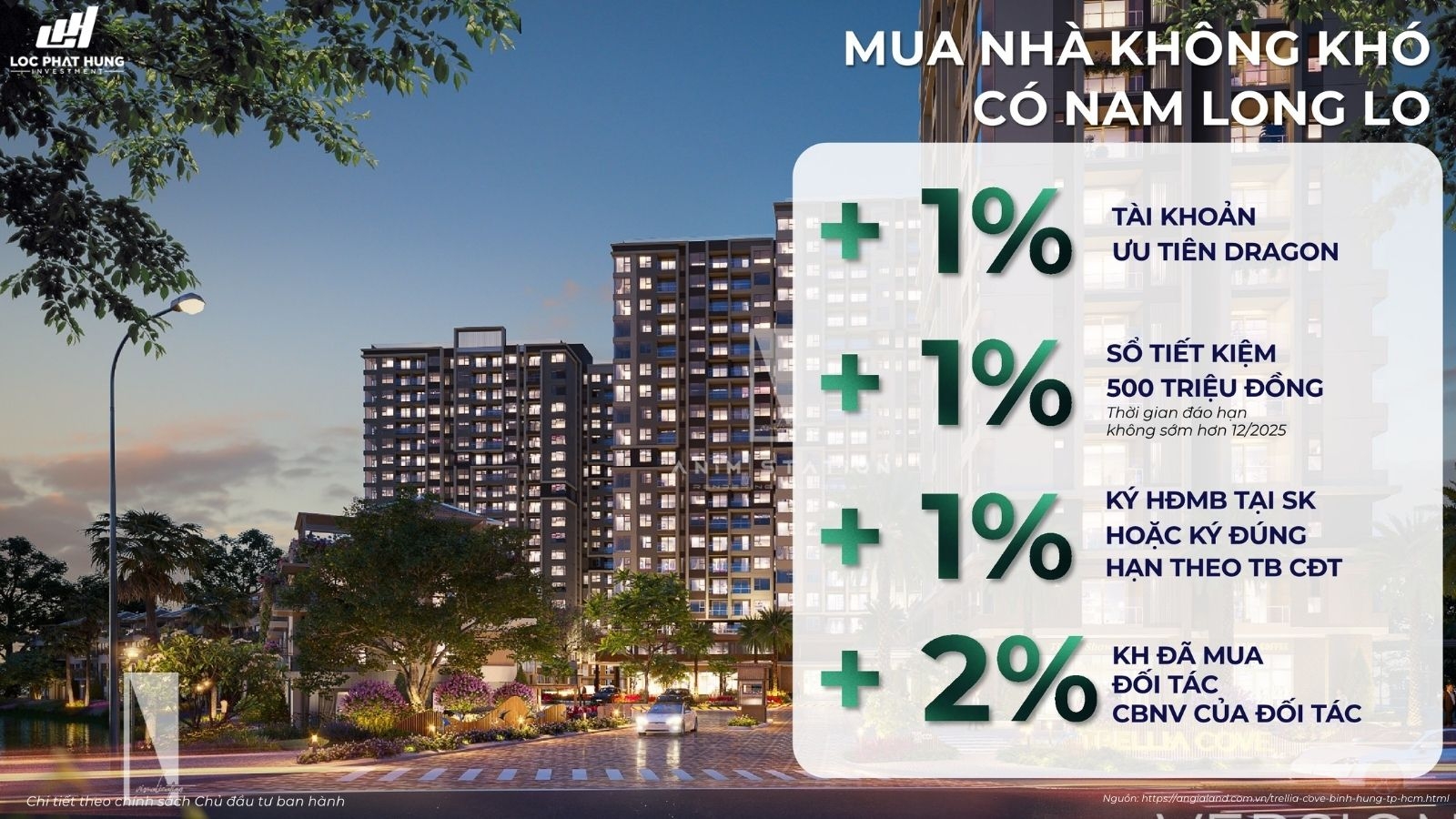 Chính sách ưu đãi của Chủ đầu tư Nam Long dự án Trellia Cove