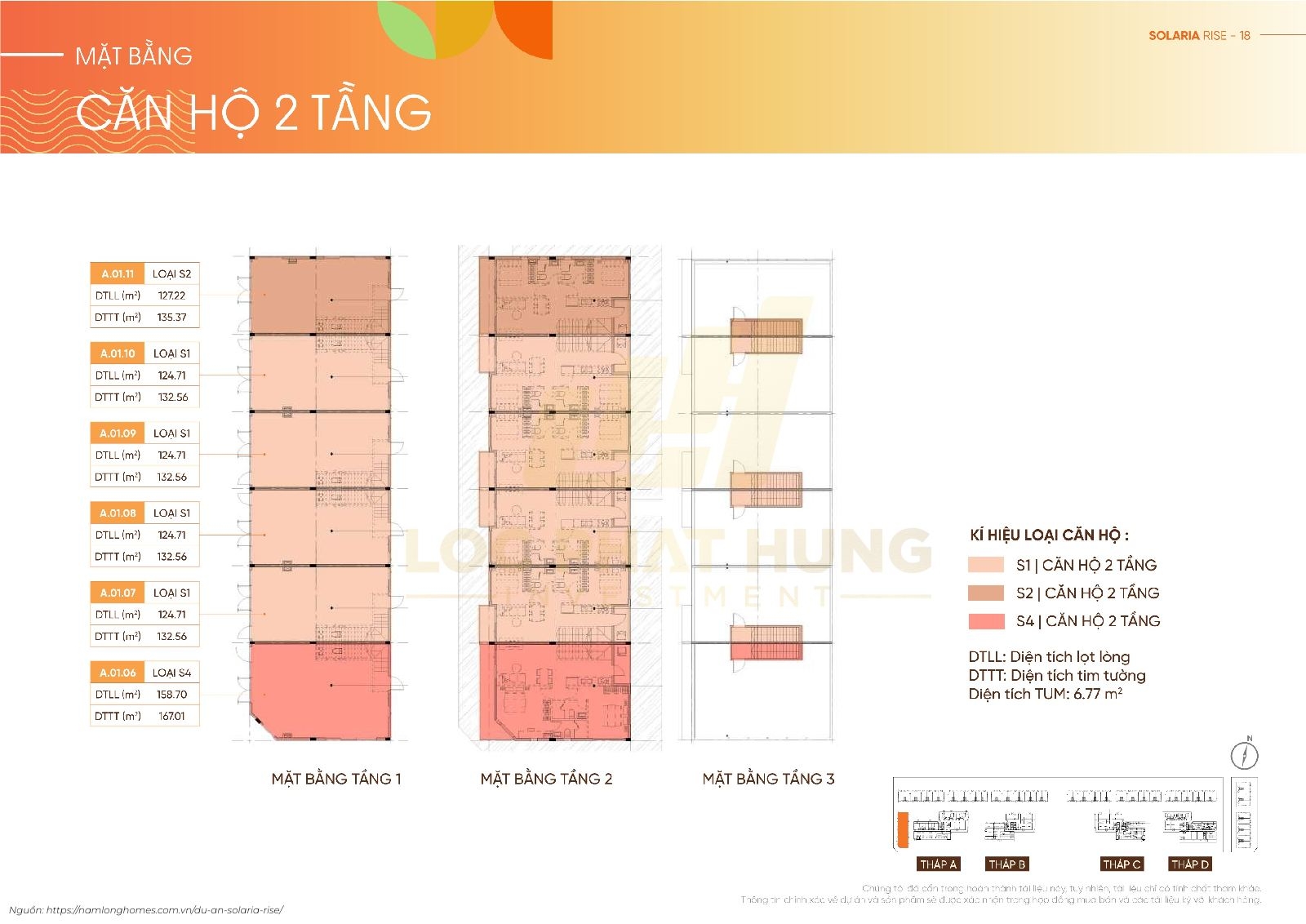 Mặt Bằng Căn Hộ 2 Tầng (duplex) Tháp A Solaria Rise