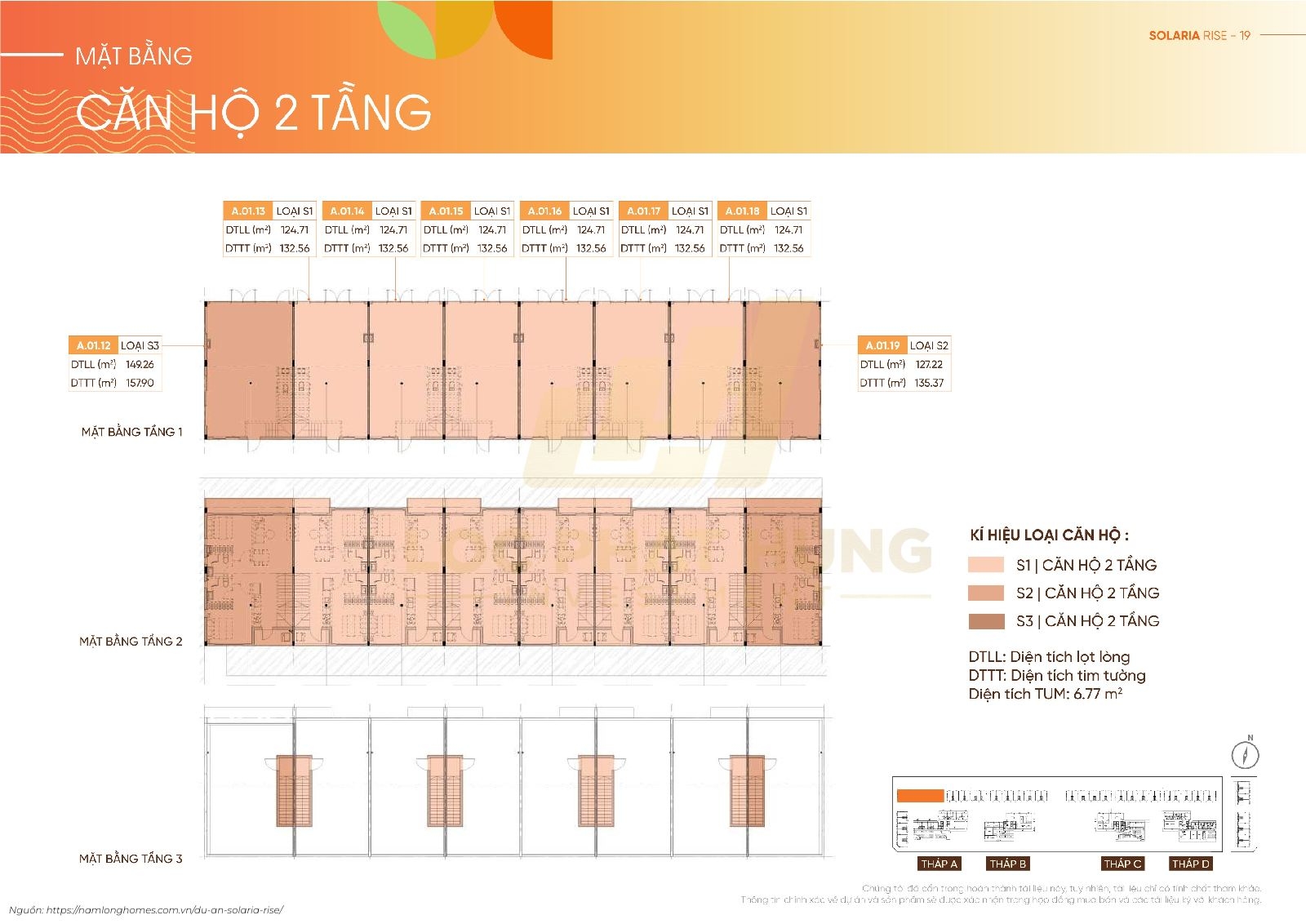 Mặt Bằng Căn Hộ 2 Tầng (duplex) Tháp A Solaria Rise