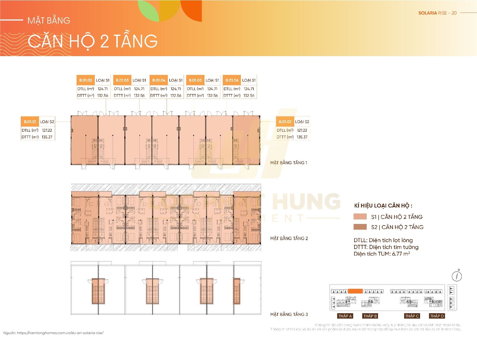 Mặt Bằng Căn Hộ 2 Tầng (duplex) Tháp A Solaria Rise