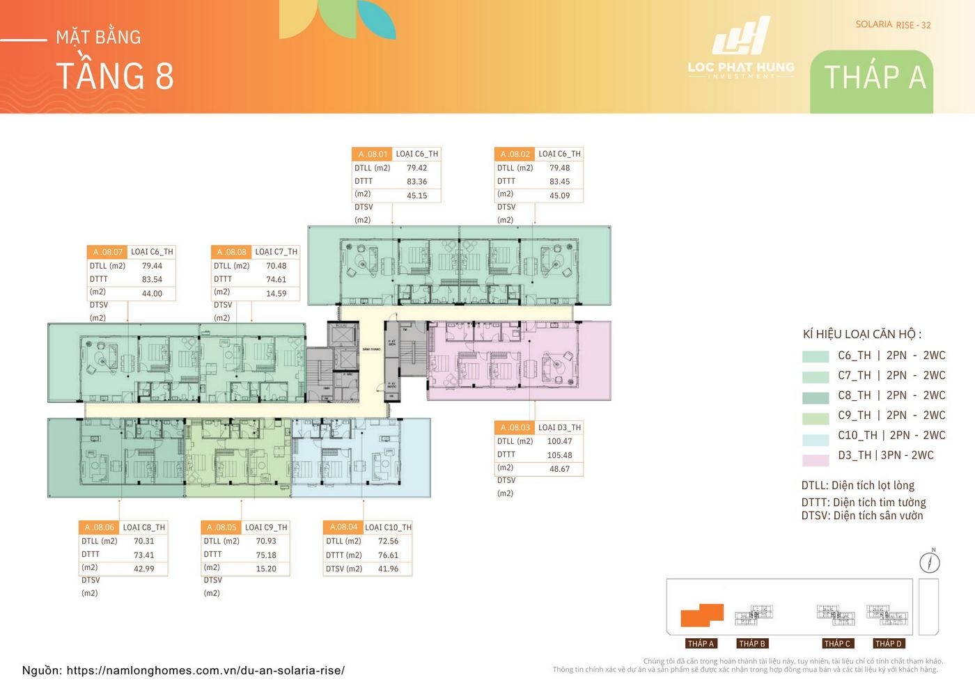 Mặt Bằng Tháp A Solaria Rise Waterpoint | Layout & Vị Trí Căn Hộ