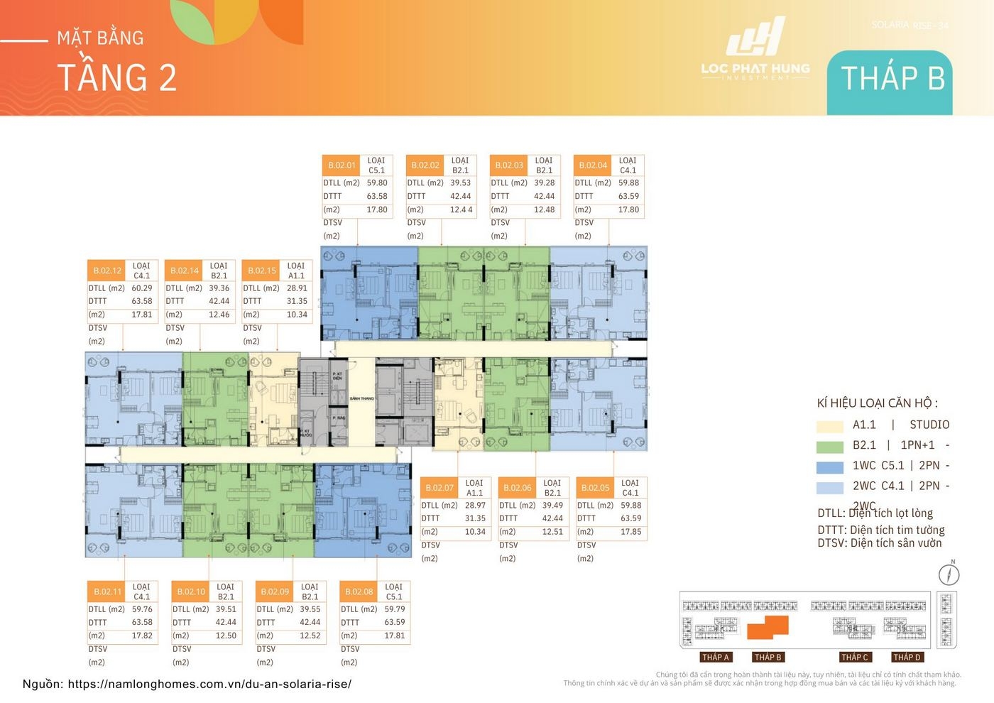 Mặt Bằng Tháp B Solaria Rise Waterpoint | Layout & Vị Trí Căn Hộ