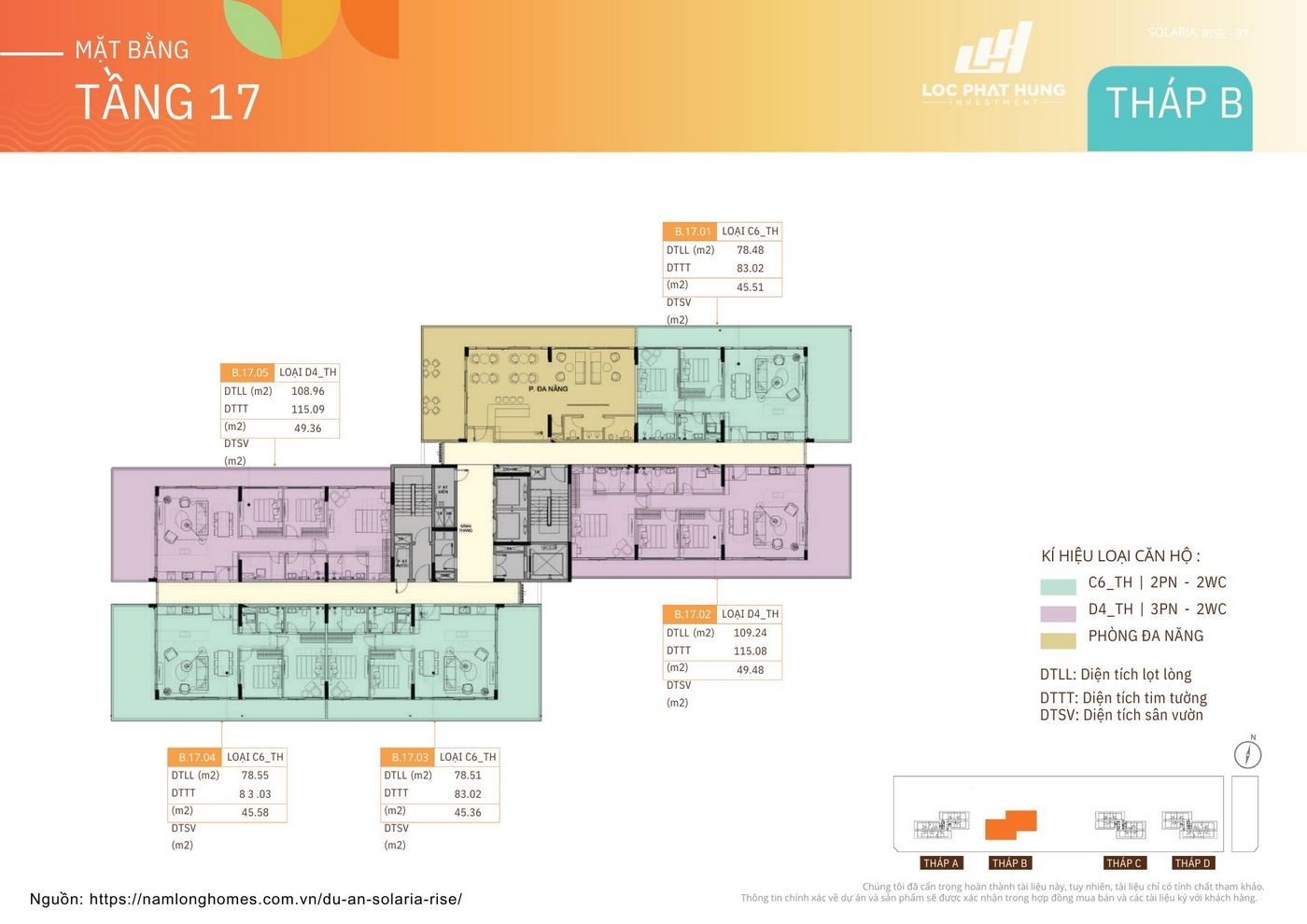 Mặt Bằng Tháp B Solaria Rise Waterpoint | Layout & Vị Trí Căn Hộ