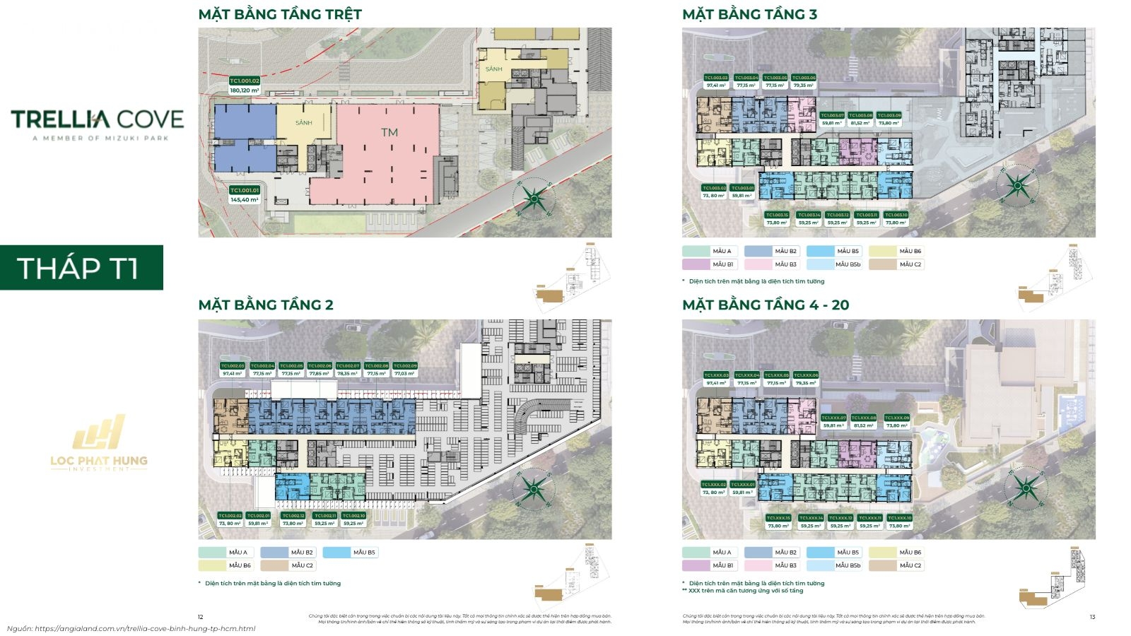 Mặt Bằng Chi Tiết Tháp T1 Dự Án Căn Hộ Trellia Cove Mizuki Park