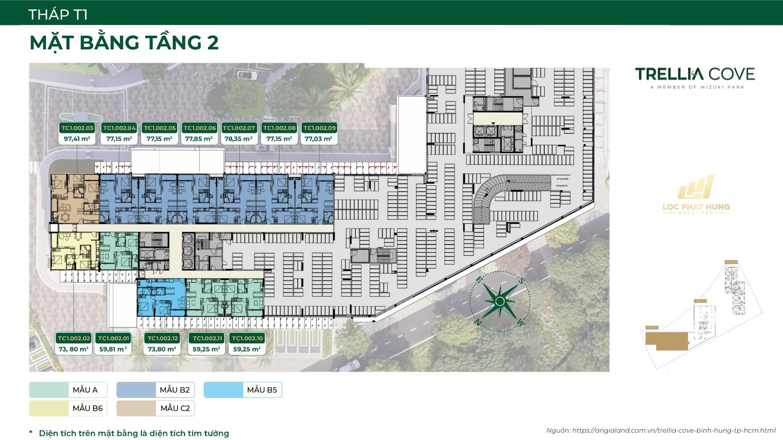 Mặt Bằng Chi Tiết Tháp T1 Dự Án Căn Hộ Trellia Cove Mizuki Park | Tầng