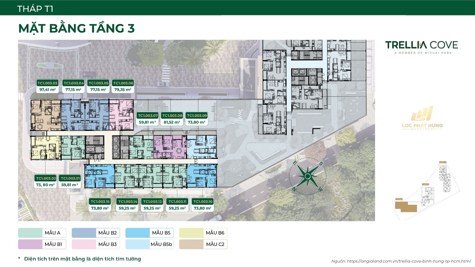 Mặt Bằng Chi Tiết Tháp T1 Dự Án Căn Hộ Trellia Cove Mizuki Park | Tầng