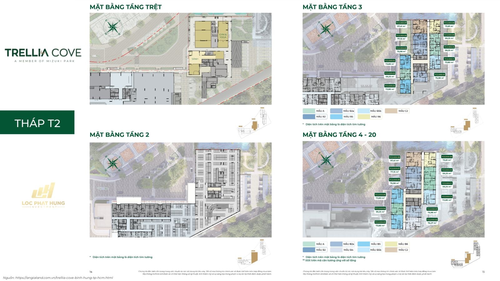 Mặt Bằng Chi Tiết Tháp T2 Dự Án Căn Hộ Trellia Cove Mizuki Park