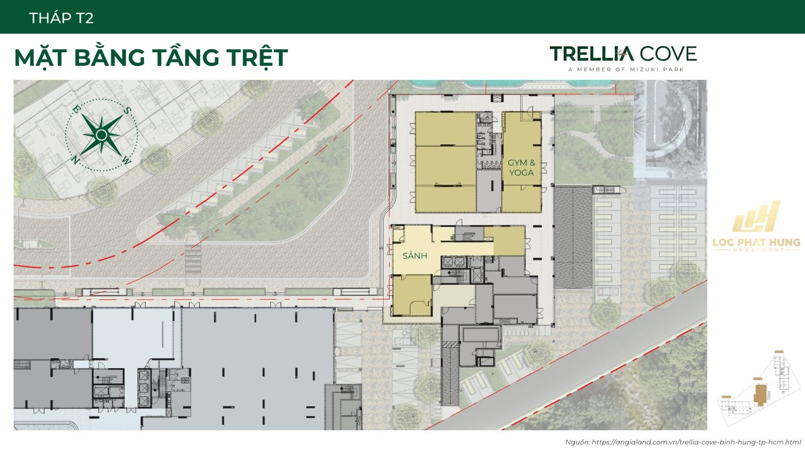Mặt Bằng Chi Tiết Tháp T2 Dự Án Căn Hộ Trellia Cove Mizuki Park | Tầng