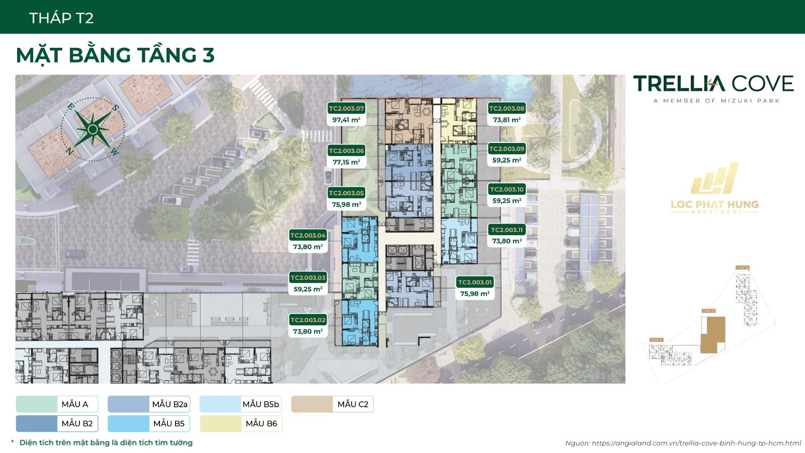 Mặt Bằng Chi Tiết Tháp T2 Dự Án Căn Hộ Trellia Cove Mizuki Park | Tầng
