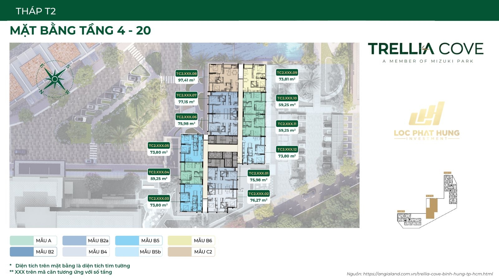 Mặt Bằng Chi Tiết Tháp T2 Dự Án Căn Hộ Trellia Cove Mizuki Park | Tầng