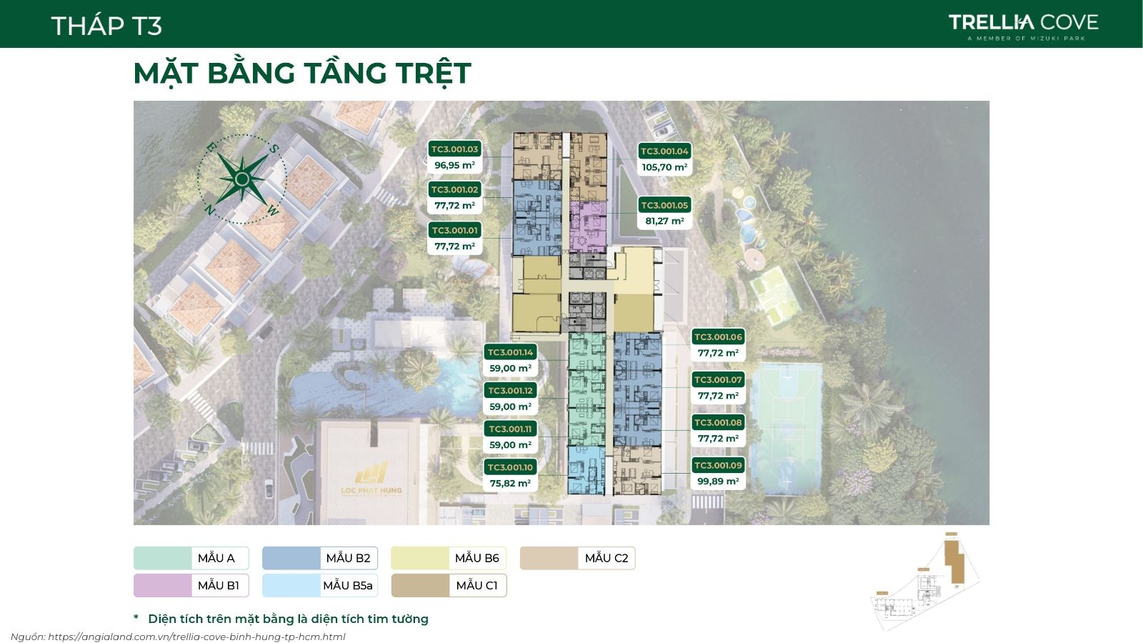 Mặt Bằng Chi Tiết Tháp T3 Dự Án Căn Hộ Trellia Cove Mizuki Park | Tầng