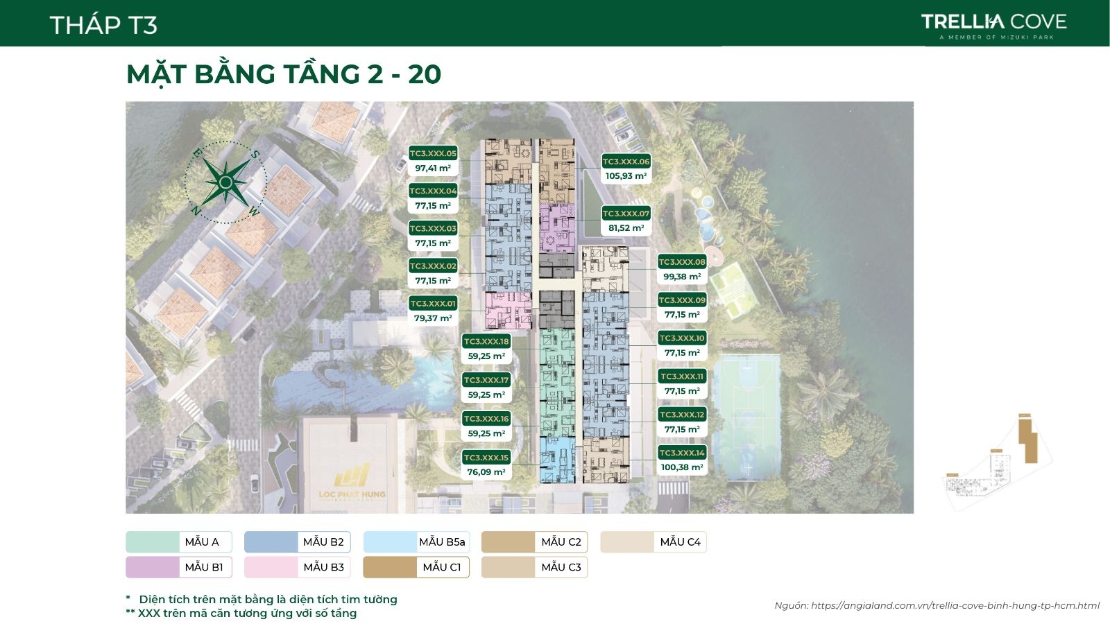 Mặt Bằng Chi Tiết Tháp T3 Dự Án Căn Hộ Trellia Cove Mizuki Park | Tầng