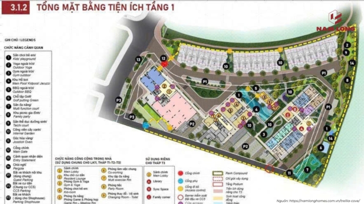 Mặt bằng tiện ích tầng 1 dự án Trellia Cove