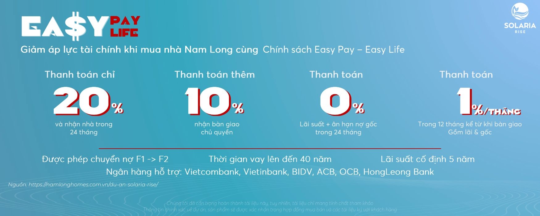 Phương Thức Thanh Toán Mua Căn Hộ Solaria Rise Nam Long Bến Lức