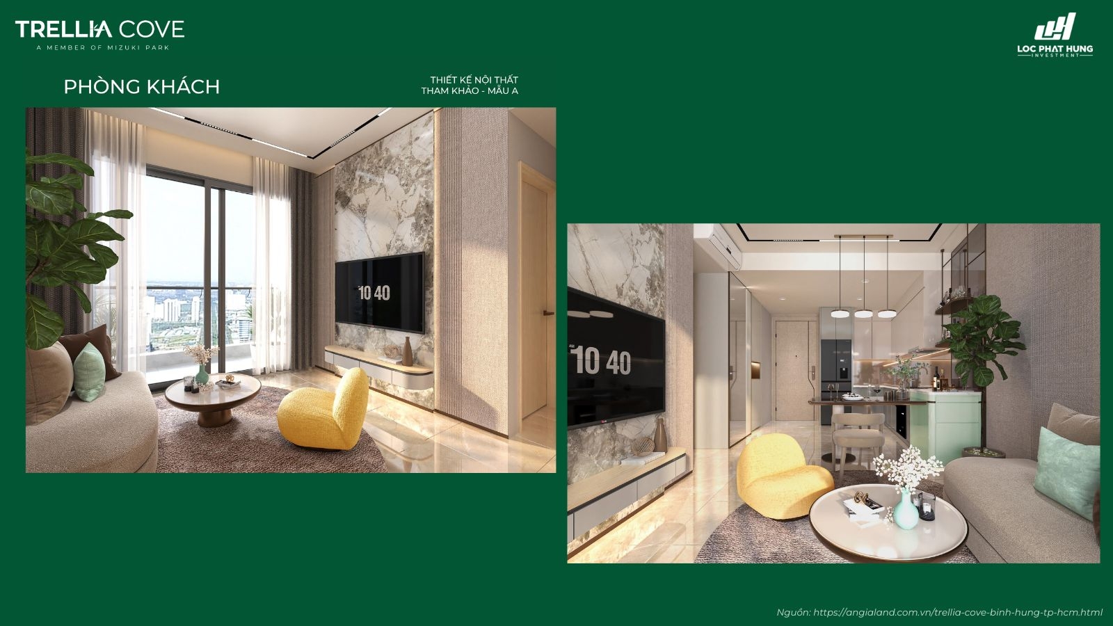 Thiết kế nội thất tham khảo căn hộ mẫu A dự án Trellia Cove - Mizuki Park