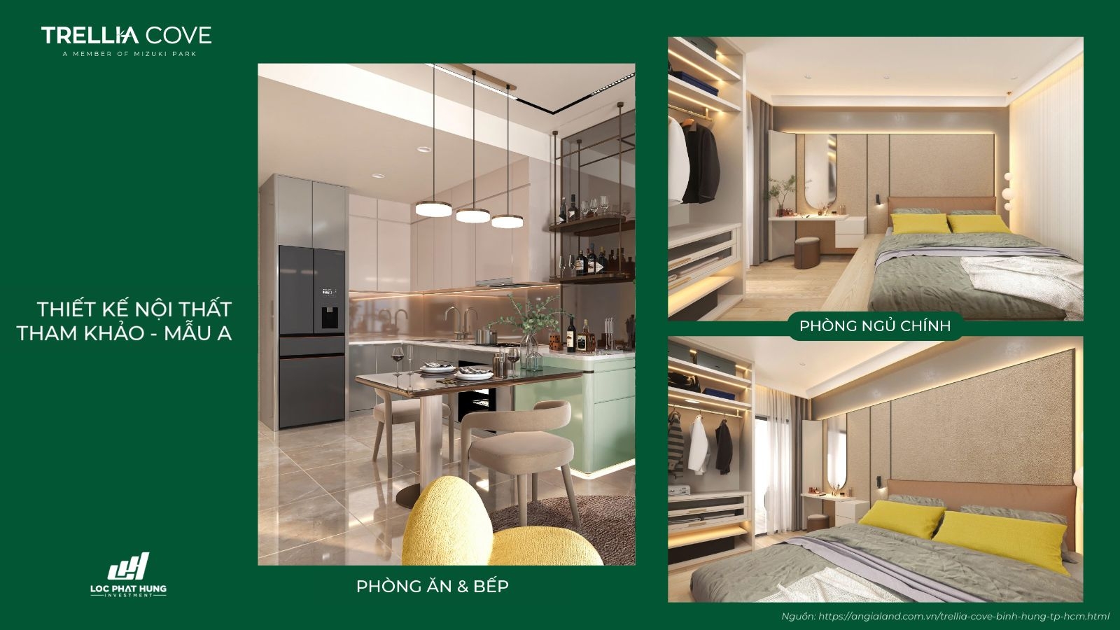 Thiết kế nội thất tham khảo căn hộ mẫu A dự án Trellia Cove - Mizuki Park