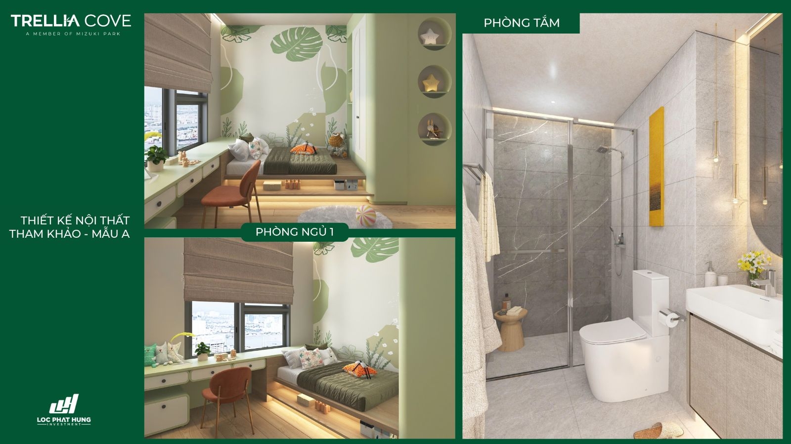 Thiết kế nội thất tham khảo căn hộ mẫu A dự án Trellia Cove - Mizuki Park