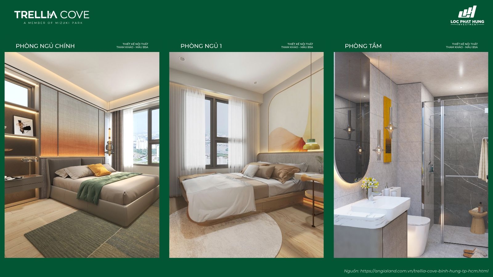 Thiết kế nội thất tham khảo căn hộ mẫu B5a dự án Trellia Cove - Mizuki Park