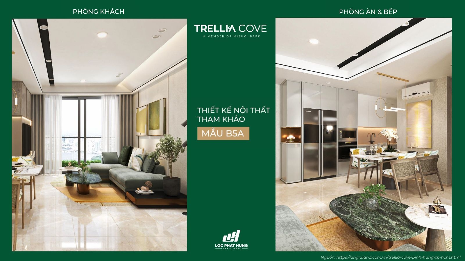 Thiết kế nội thất tham khảo căn hộ mẫu B5a dự án Trellia Cove - Mizuki Park