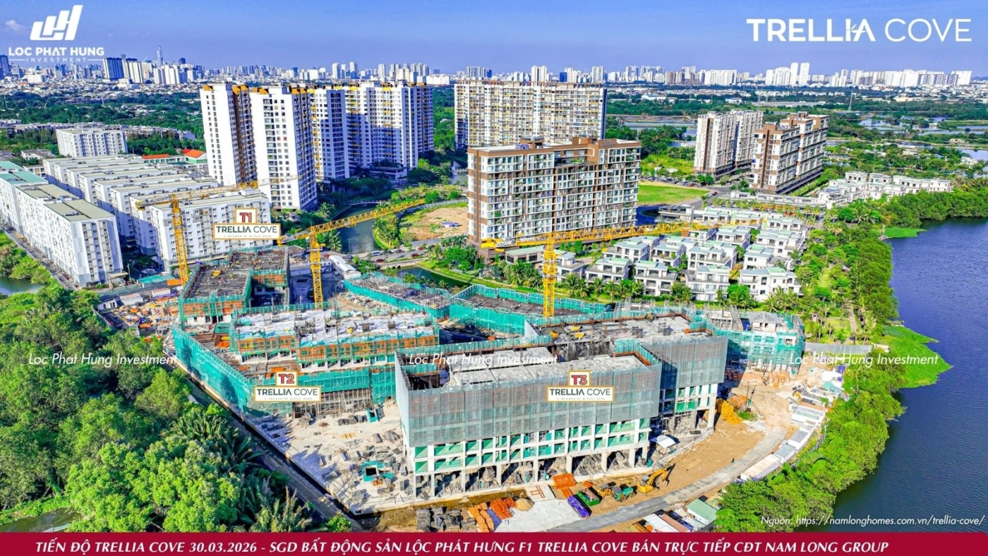 Hình ảnh thực tế tiến độ thi công căn hộ Trellia Cove ngày 31/03/2026