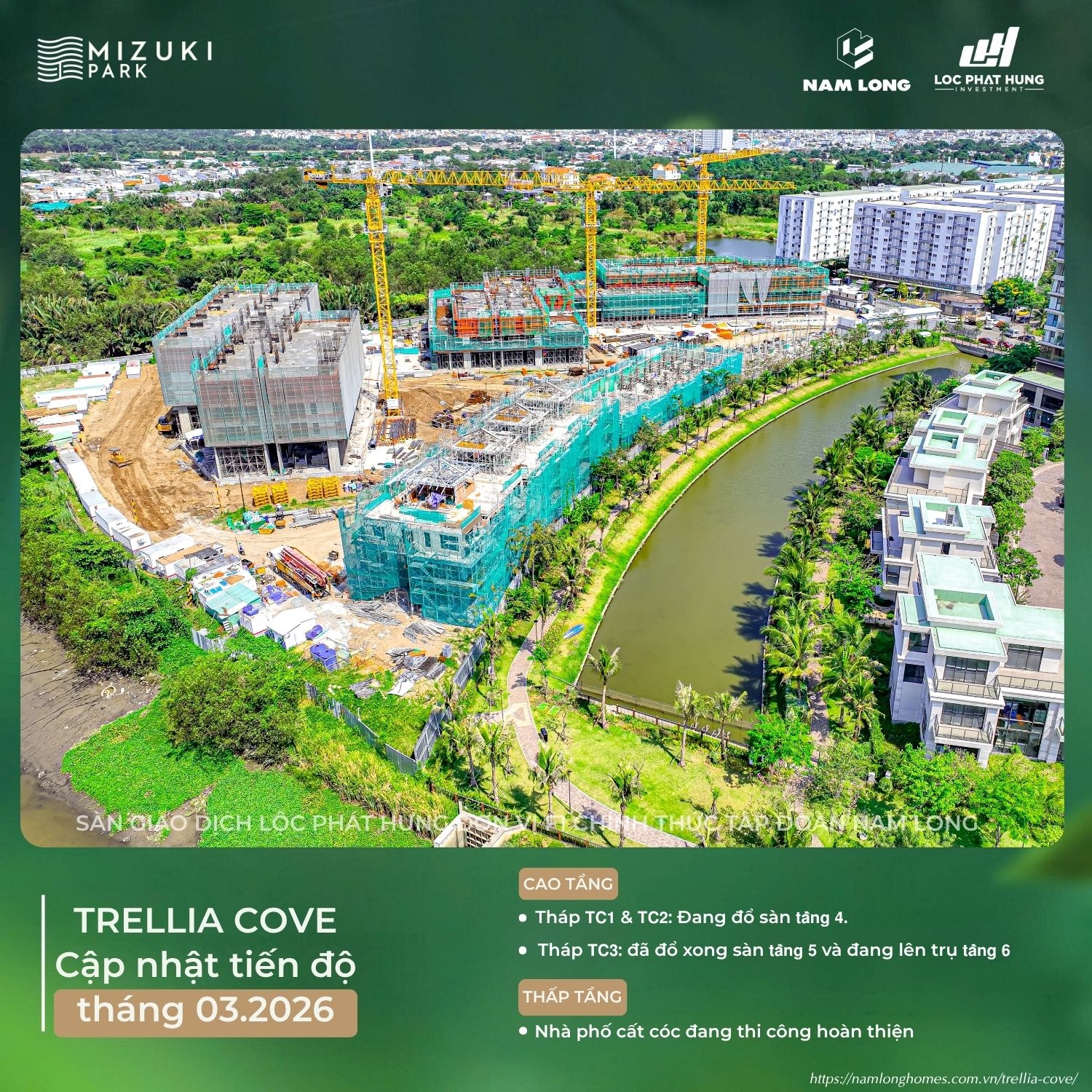 Cập Nhật Tiến Độ Xây Dựng Dự Án Trellia Cove Ngày 18/03/2026 | Nam Long Homes