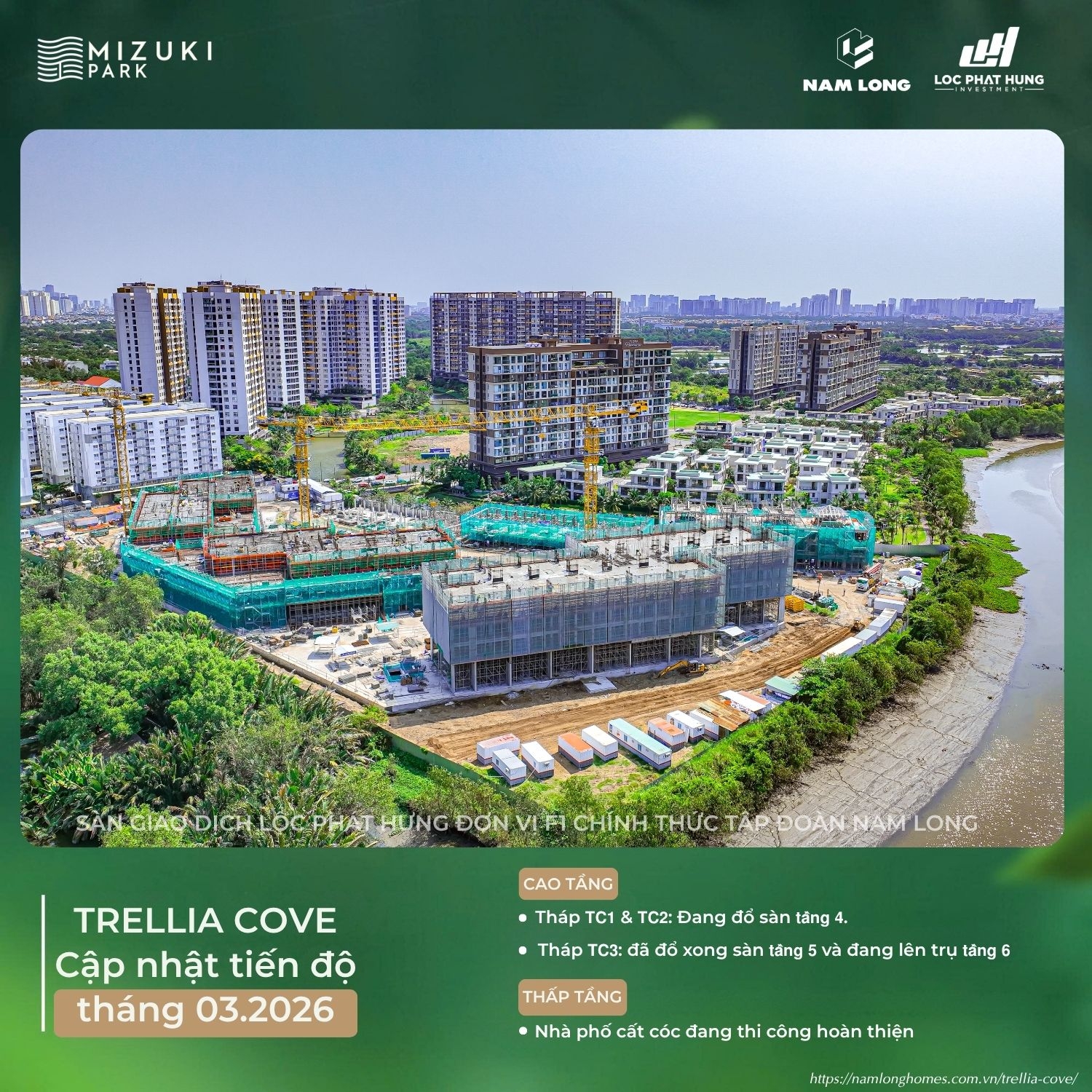 Cập Nhật Tiến Độ Xây Dựng Dự Án Trellia Cove Ngày 18/03/2026 | Nam Long Homes