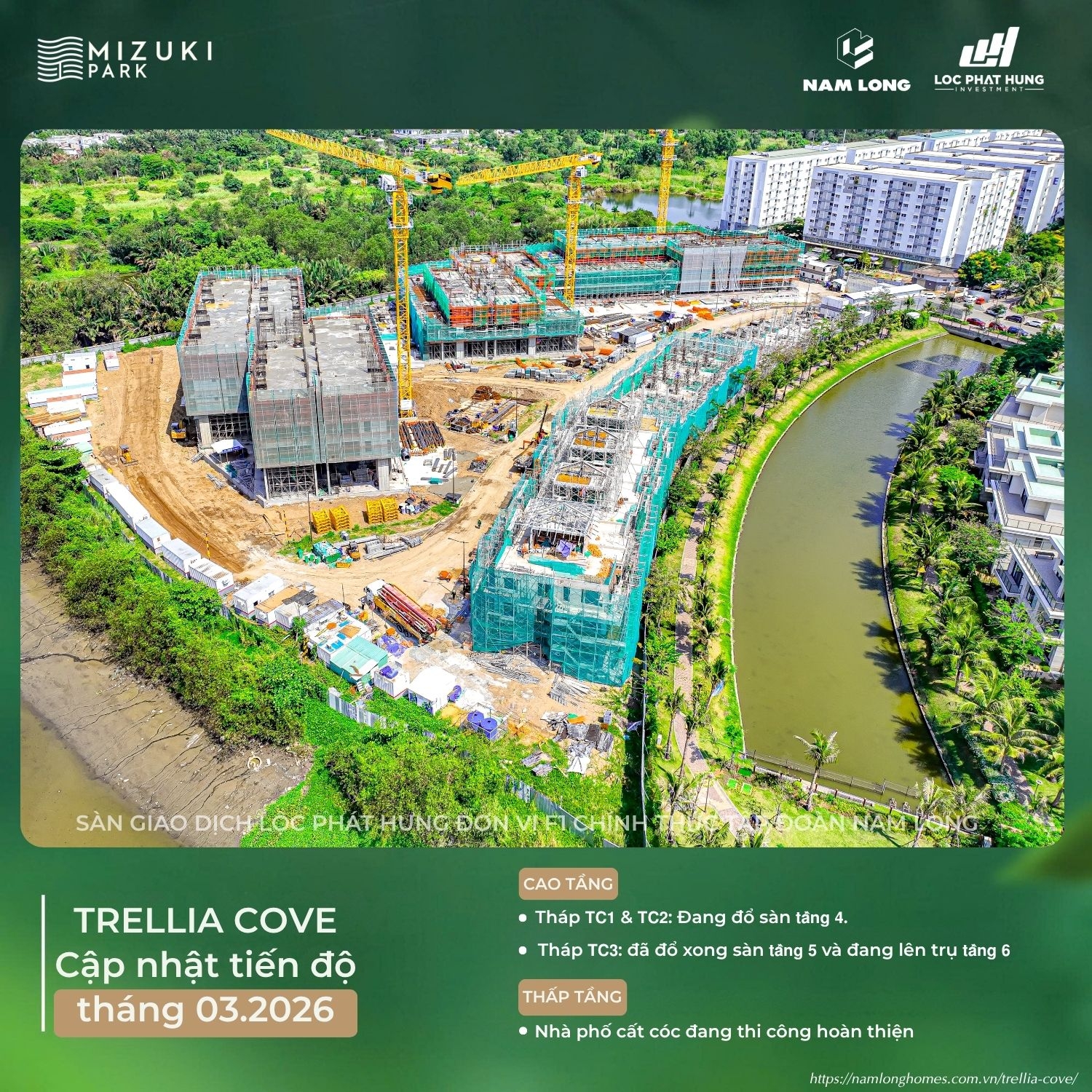 Cập Nhật Tiến Độ Xây Dựng Dự Án Trellia Cove Ngày 18/03/2026 | Nam Long Homes