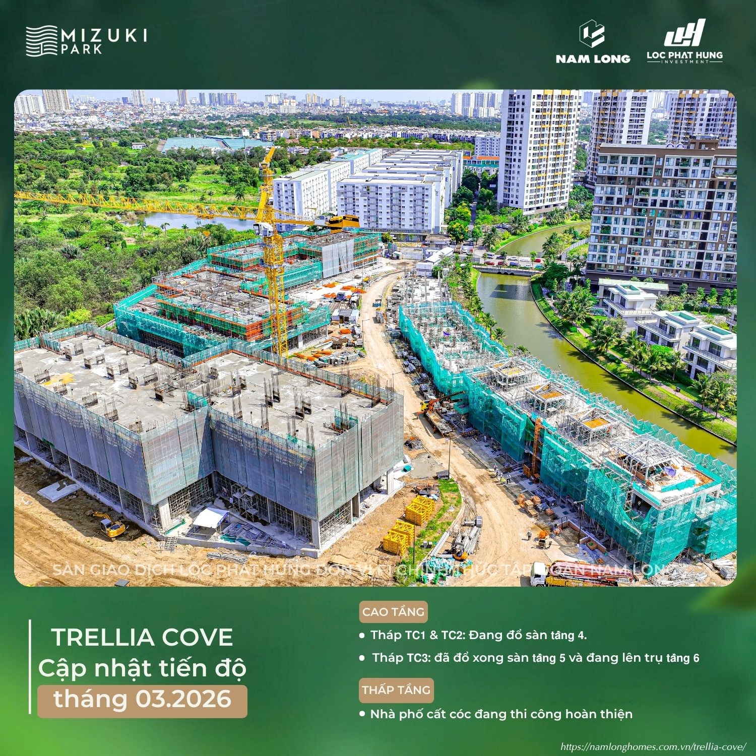 Cập Nhật Tiến Độ Xây Dựng Dự Án Trellia Cove Ngày 18/03/2026 | Nam Long Homes
