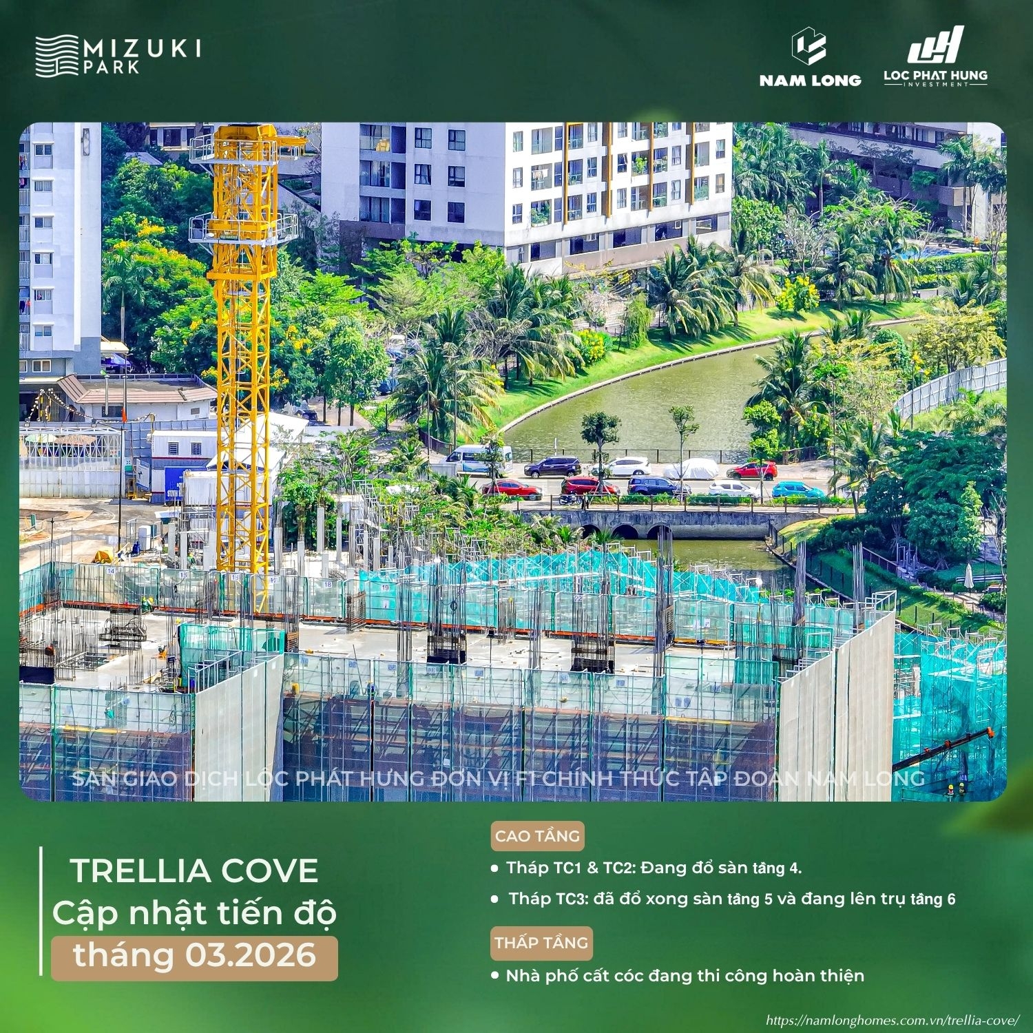 Cập Nhật Tiến Độ Xây Dựng Dự Án Trellia Cove Ngày 18/03/2026 | Nam Long Homes