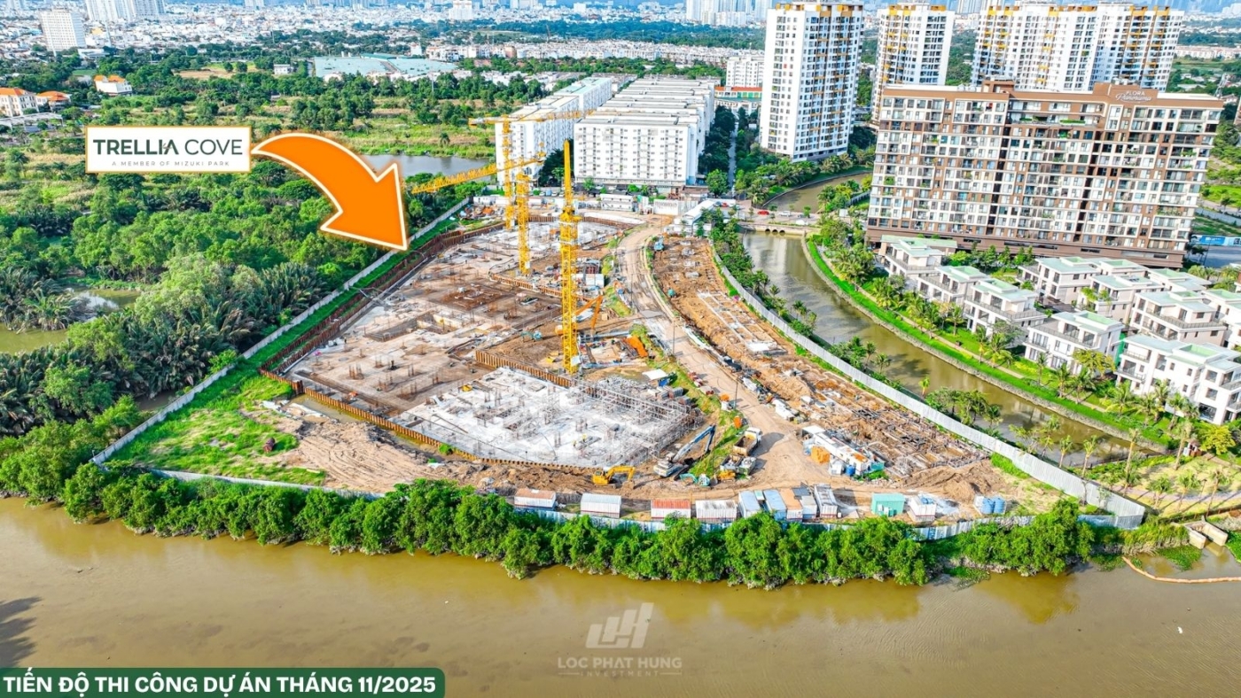 Tiến độ xây dựng tháng 11/2025 dự án Trellia Cove Bình Chánh