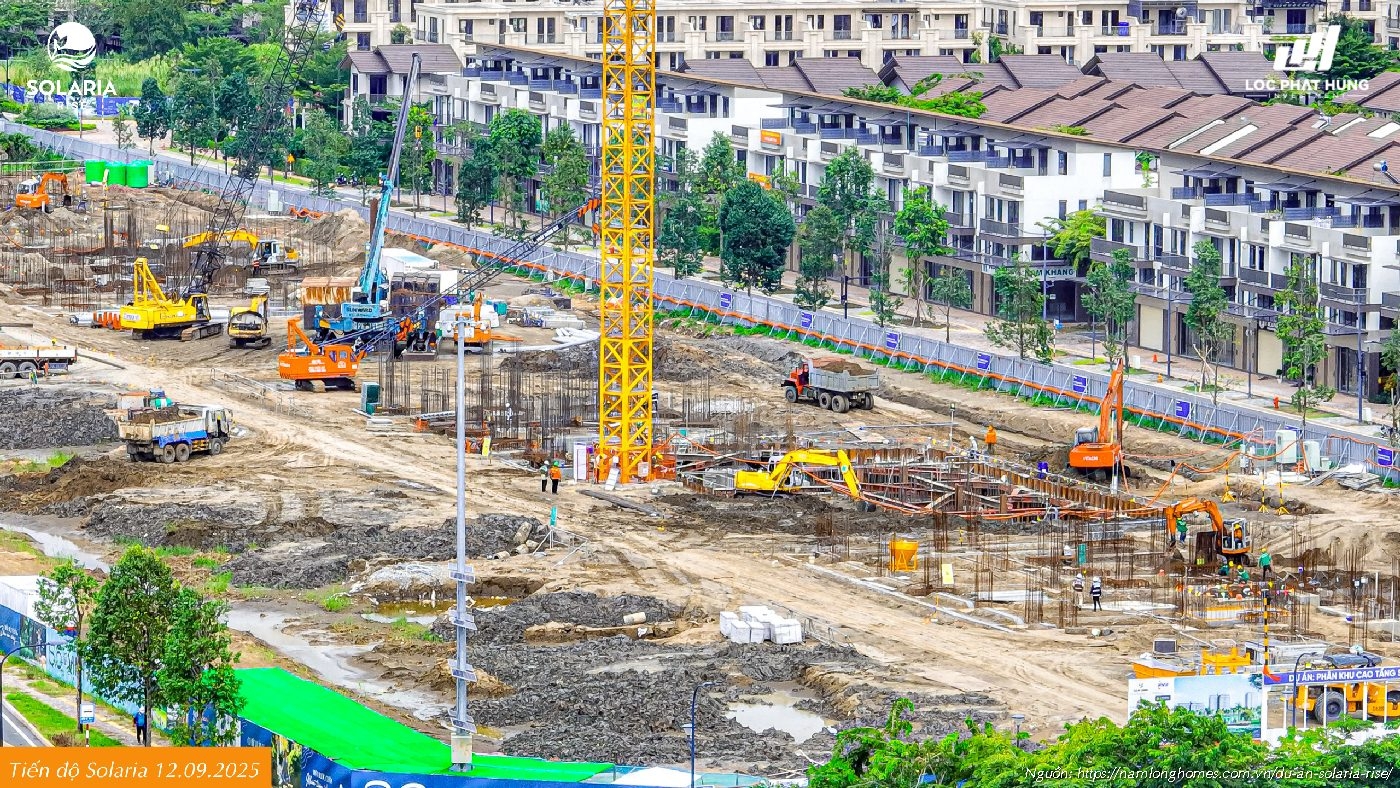 Tiến độ Xây Dựng Căn Hộ Solaria Rise Nam Long Bến Lức