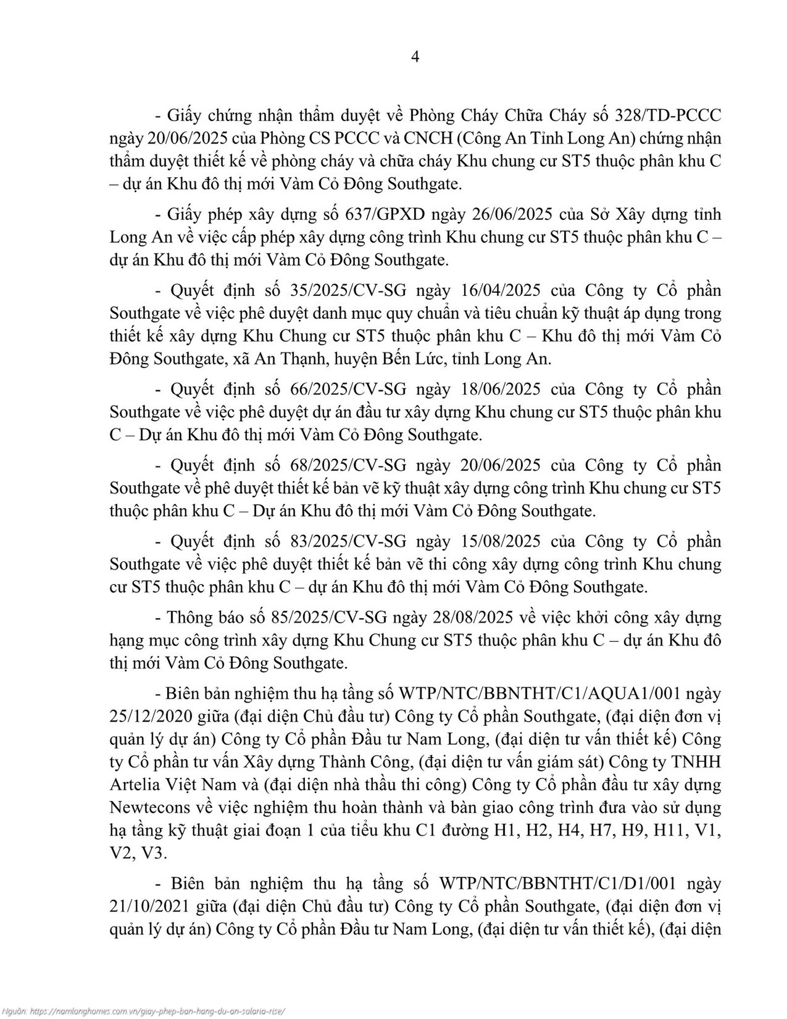 Giấy Phép Bán Hàng Dự án Căn Hộ Solaria Rise Waterpoint Bến Lức