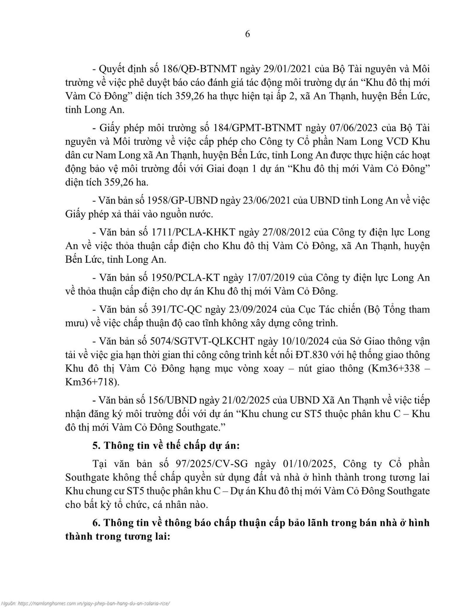 Giấy Phép Bán Hàng Dự án Căn Hộ Solaria Rise Waterpoint Bến Lức