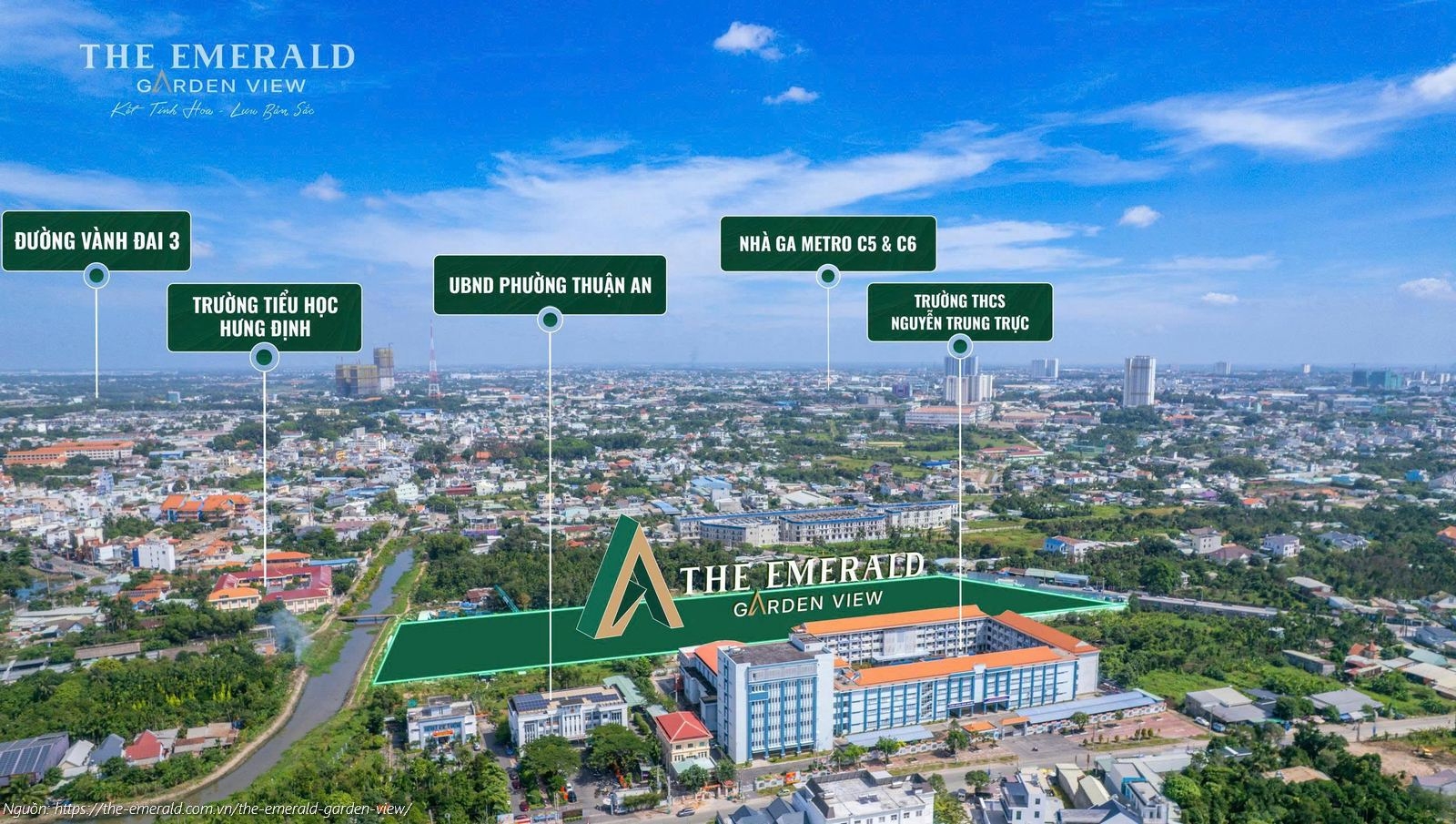 Sơ đồ liên kết vùng The Emerald Garden View: Kết nối Vành Đai 3 và Tuyến Metro Bình Dương