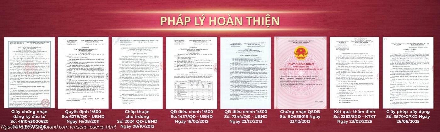 Pháp lý hoàn thiện dự án căn hộ chung cư Setia Edenia Lái Thiêu (Giấy phép xây dựng, 1/500, Chứng nhận QSDĐ)