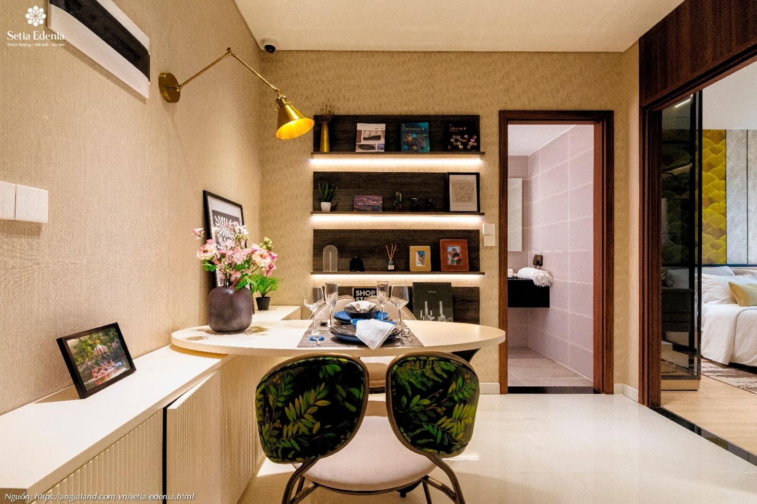 Thiết kế phòng khách nhà mẫu căn hộ Setia Edenia loại 1PN (diện tích 50m²)