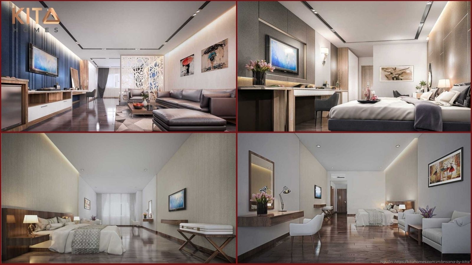 Không gian sống thượng lưu tại nhà mẫu 3PN Ansana By Kita