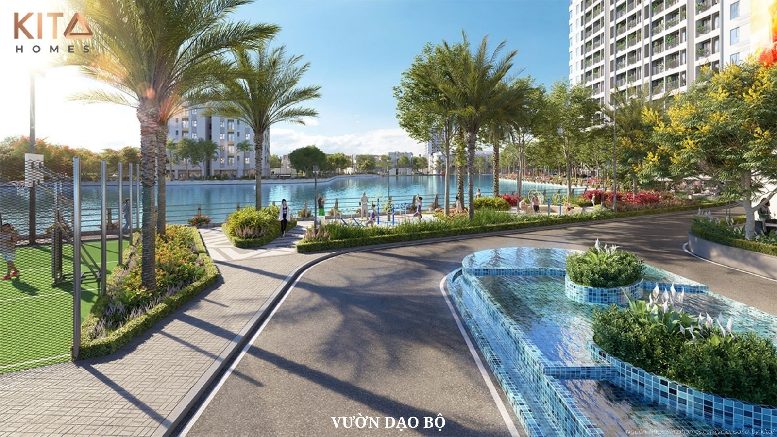 Hệ thống tiện ích nội khu đẳng cấp với vườn dạo bộ tại Ansana By Kita 