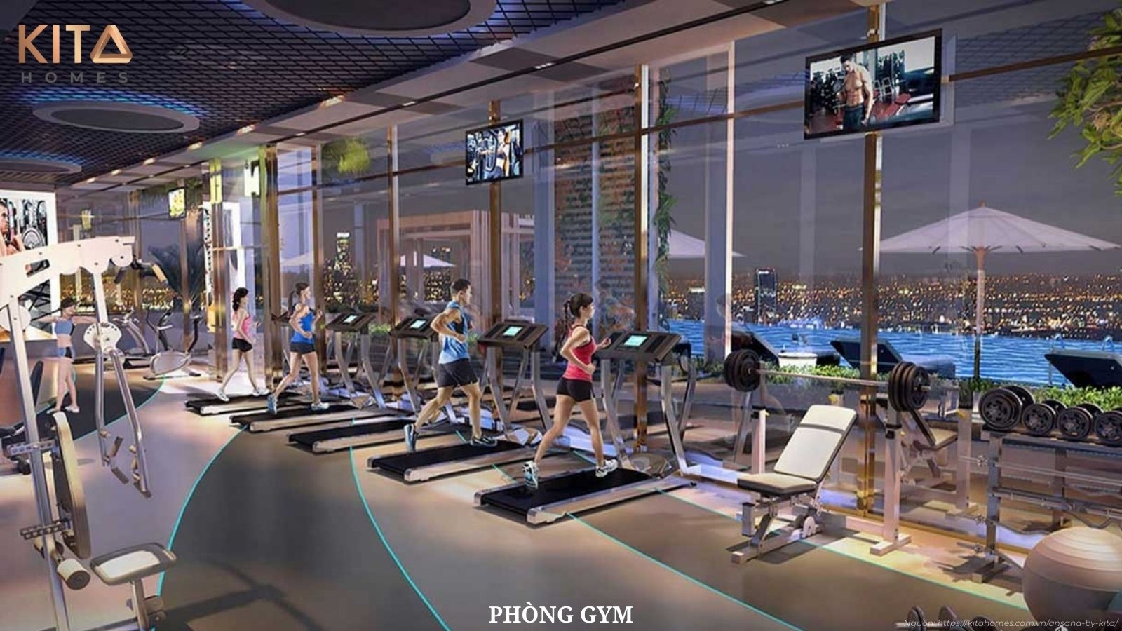 Hệ thống tiện ích nội khu đẳng cấp với phòng gym hiện đại tại Ansana By Kita 