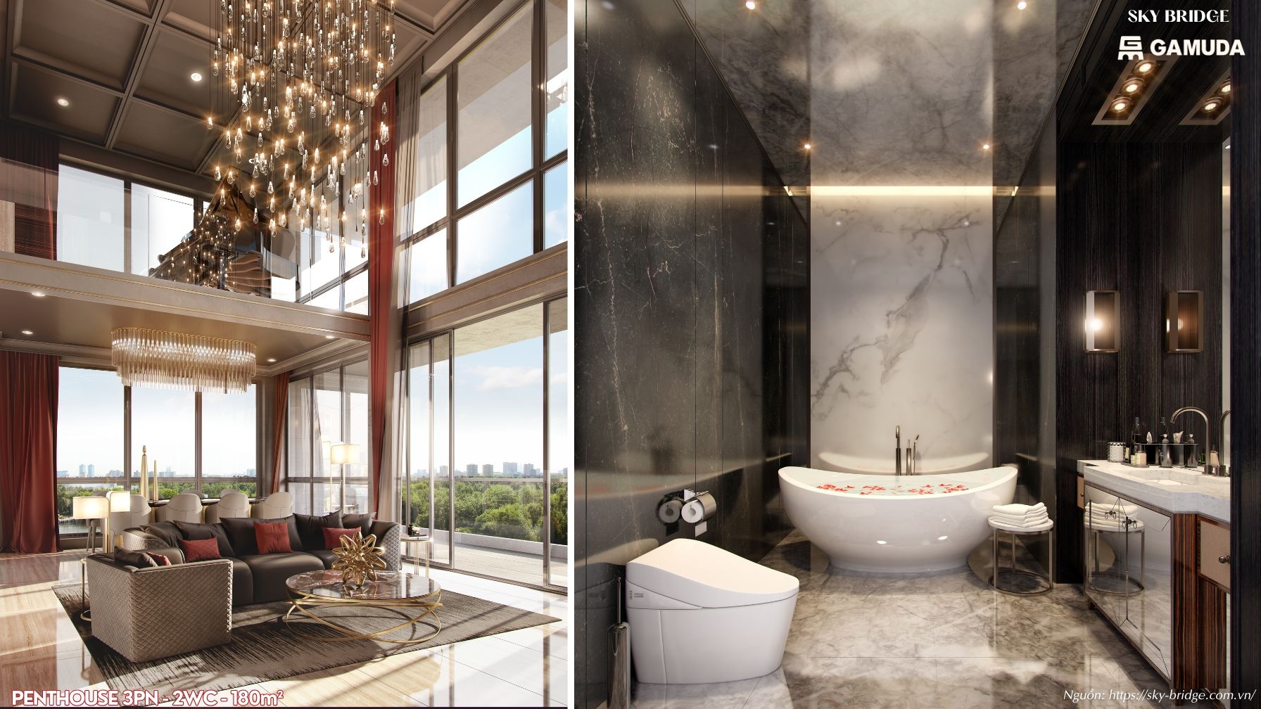 Penthouse Sky Bridge Gamuda Land Diện Tích 180m² (3pn 2wc).