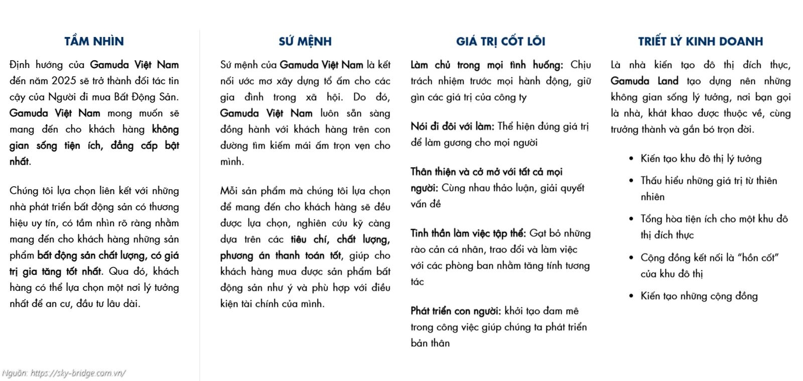 Sứ mệnh và tầm nhìn Chủ đầu tư Gamuda Land của Dự án Skybridge