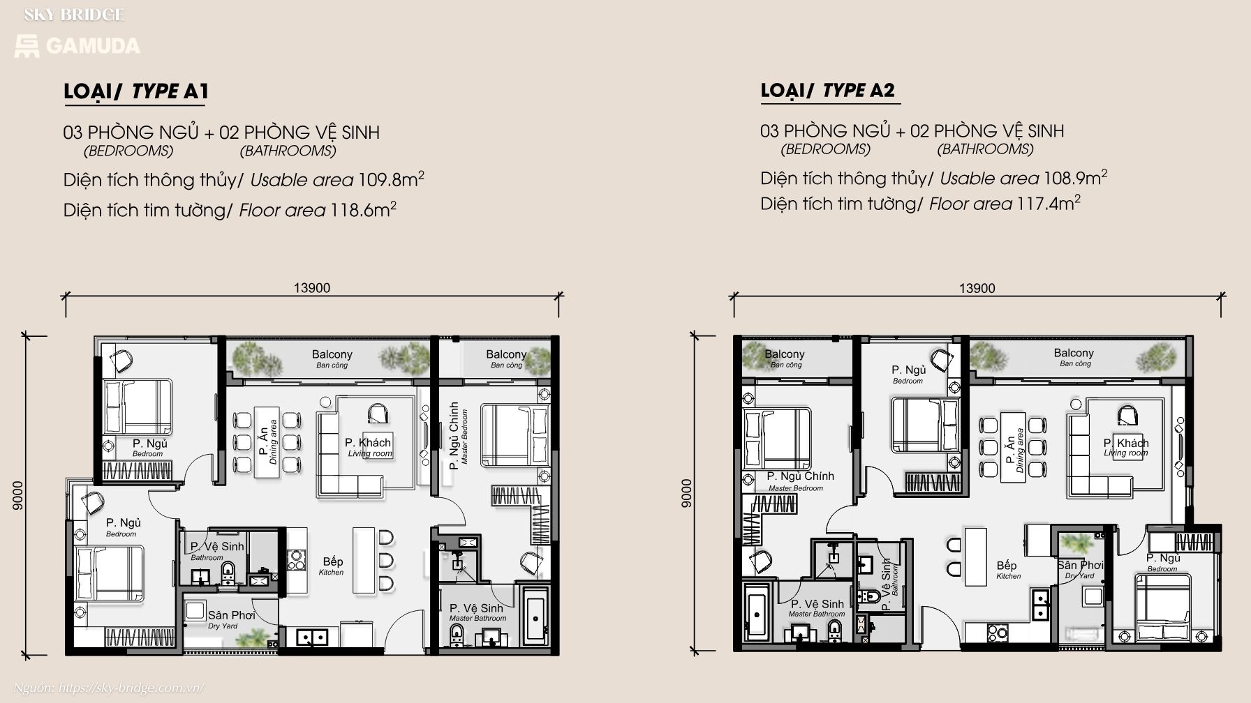Thiết kế căn hộ hiện đại của Dự án Skybridge By Gamuda Land