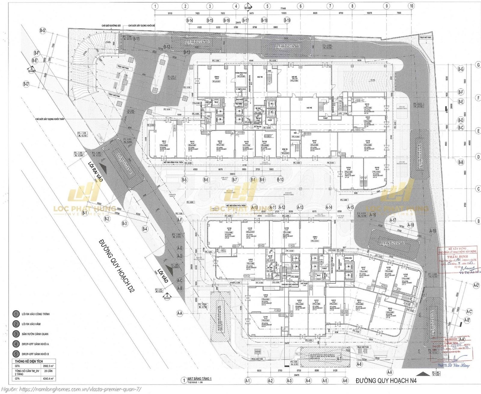 Mặt bằng Tầng 1 Khối đế dự án Vlasta Premier Quận 7