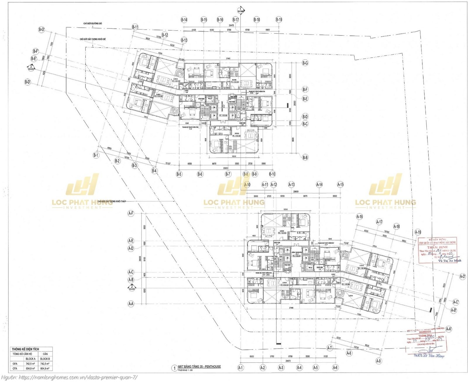 Mặt bằng tầng 35 Penthouse dự án Vlasta Premier Quận 7