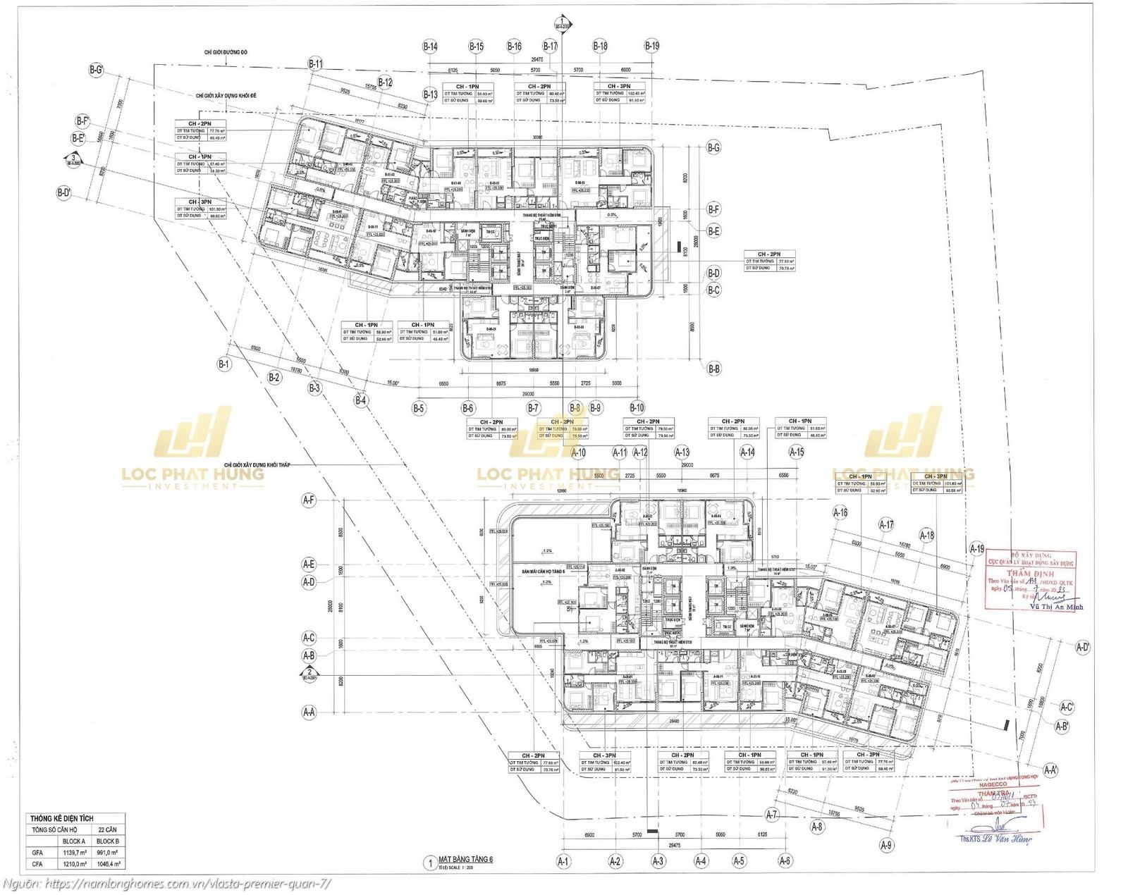 Mặt bằng Tầng 6 căn hộ Vlasta Premier Quận 7